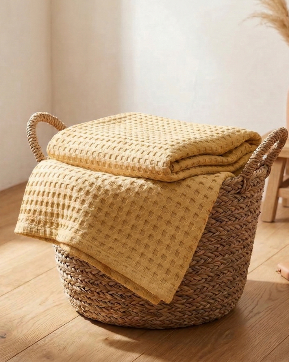 Plaid nid d'abeille – 100 % coton