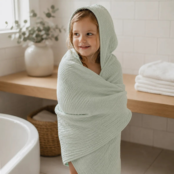 Cape de bain bébé en mousseline