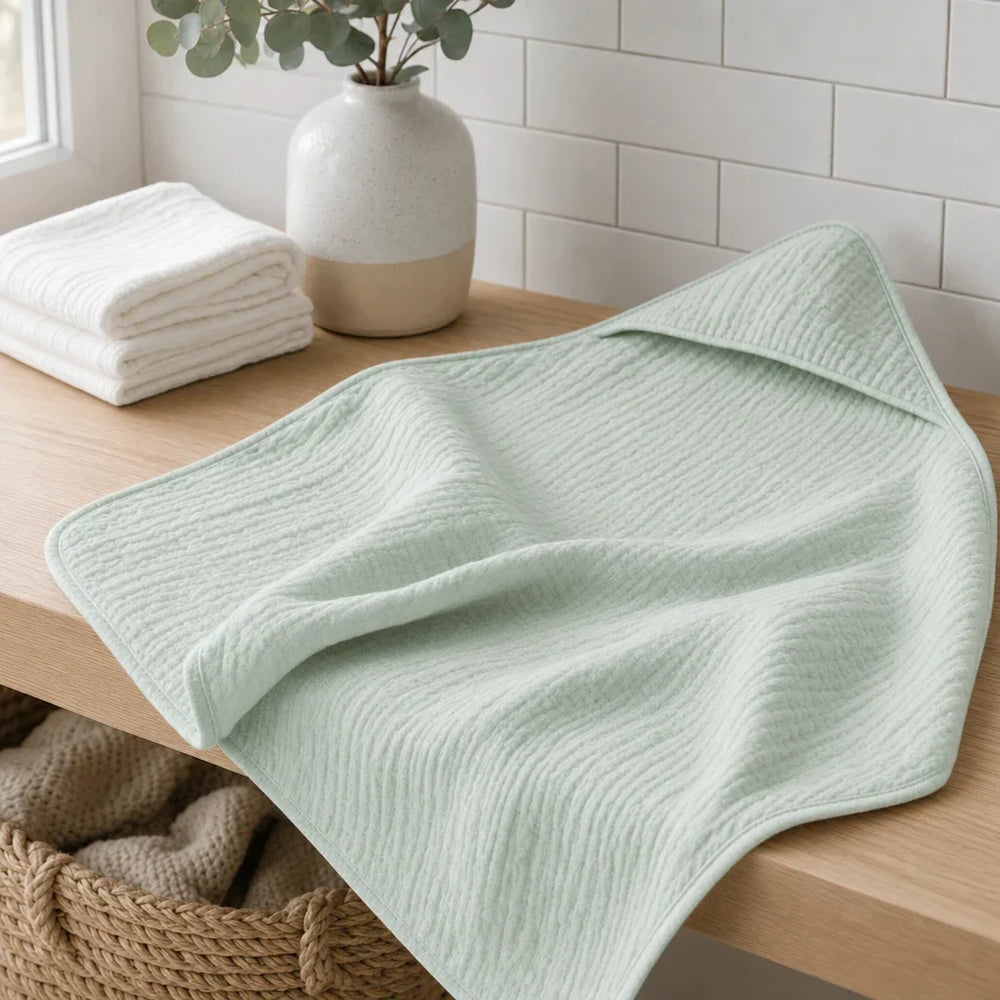 Cape de bain bébé en mousseline