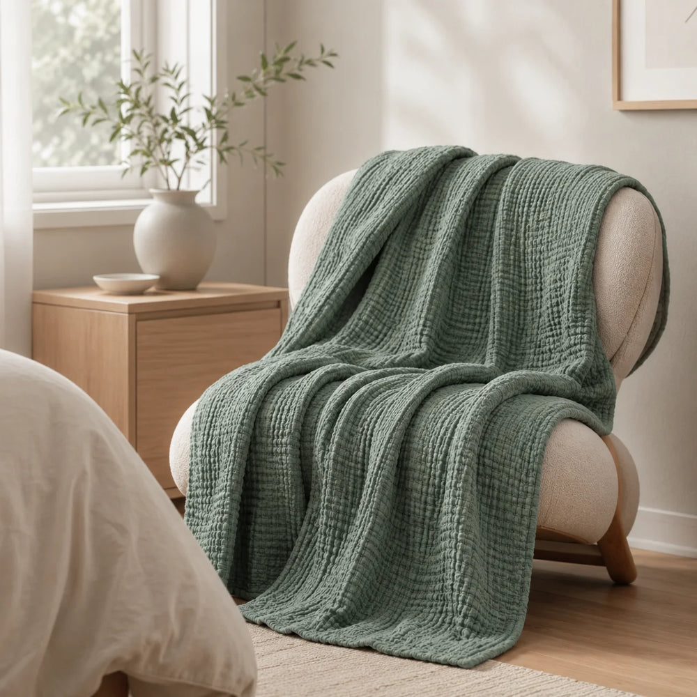 Plaid en mousseline 100 % coton