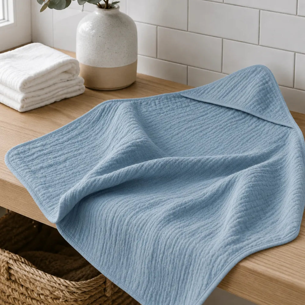 Cape de bain bébé en mousseline