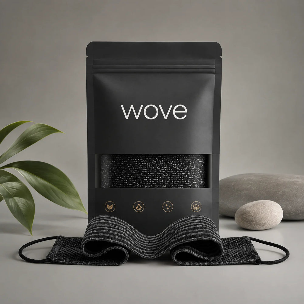 Serviette de douche exfoliante – bambou et charbon