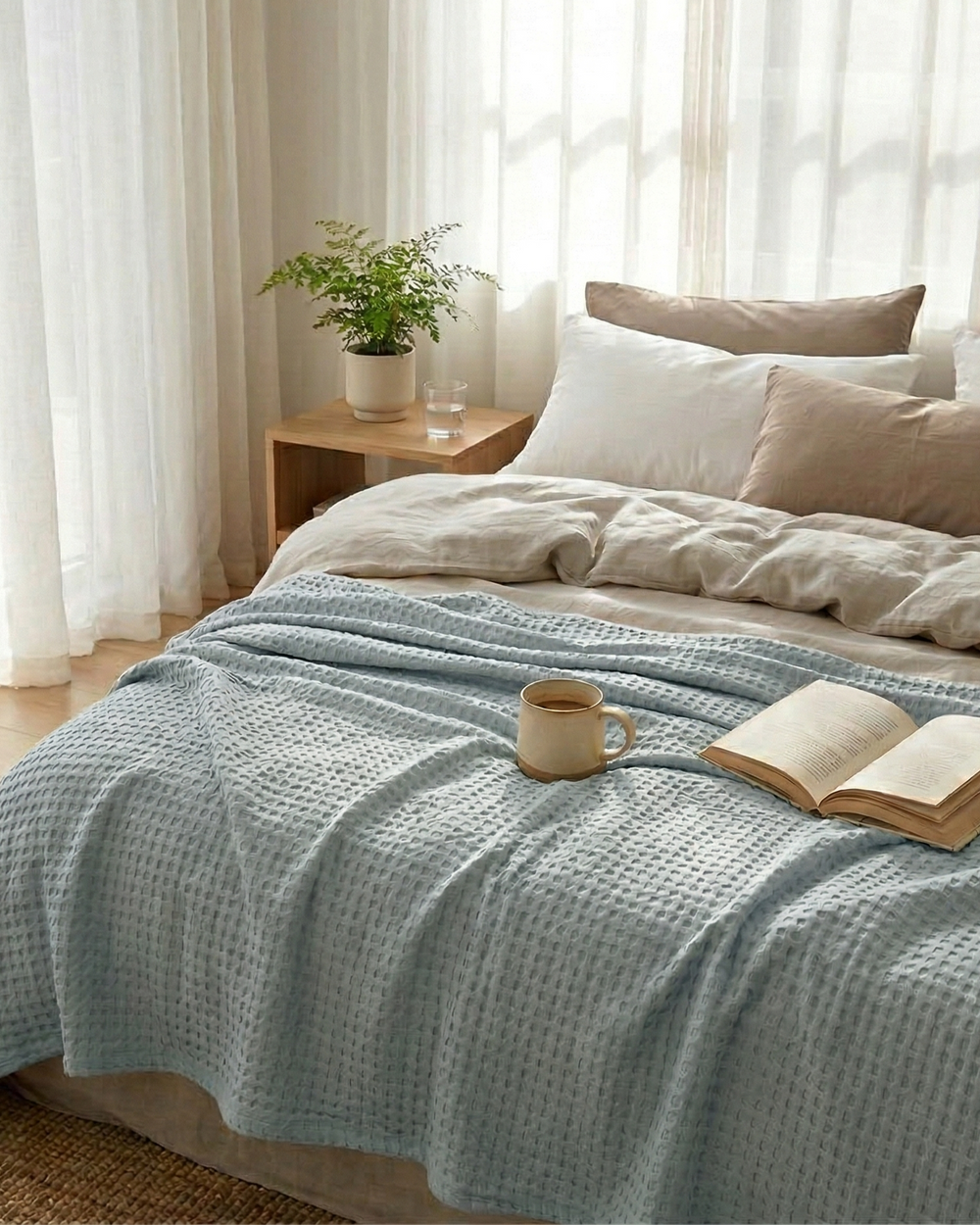 Plaid nid d'abeille – 100 % coton