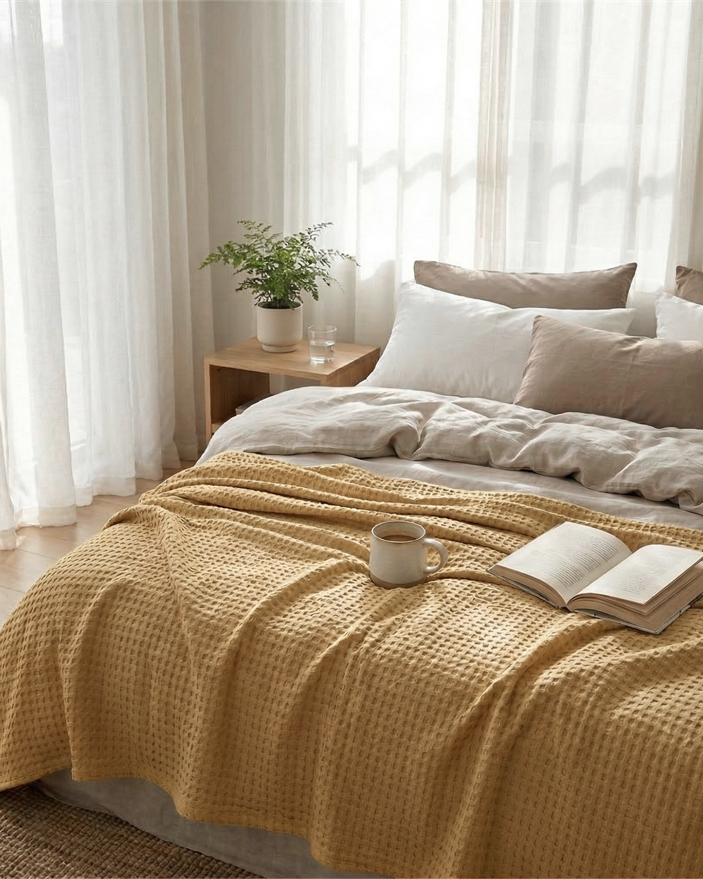 Plaid nid d'abeille – 100 % coton