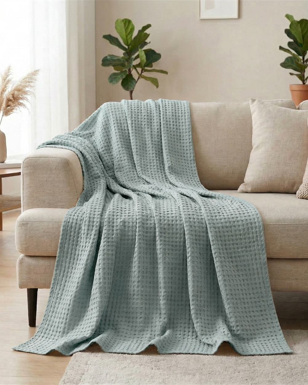 Plaid nid d'abeille – 100 % coton