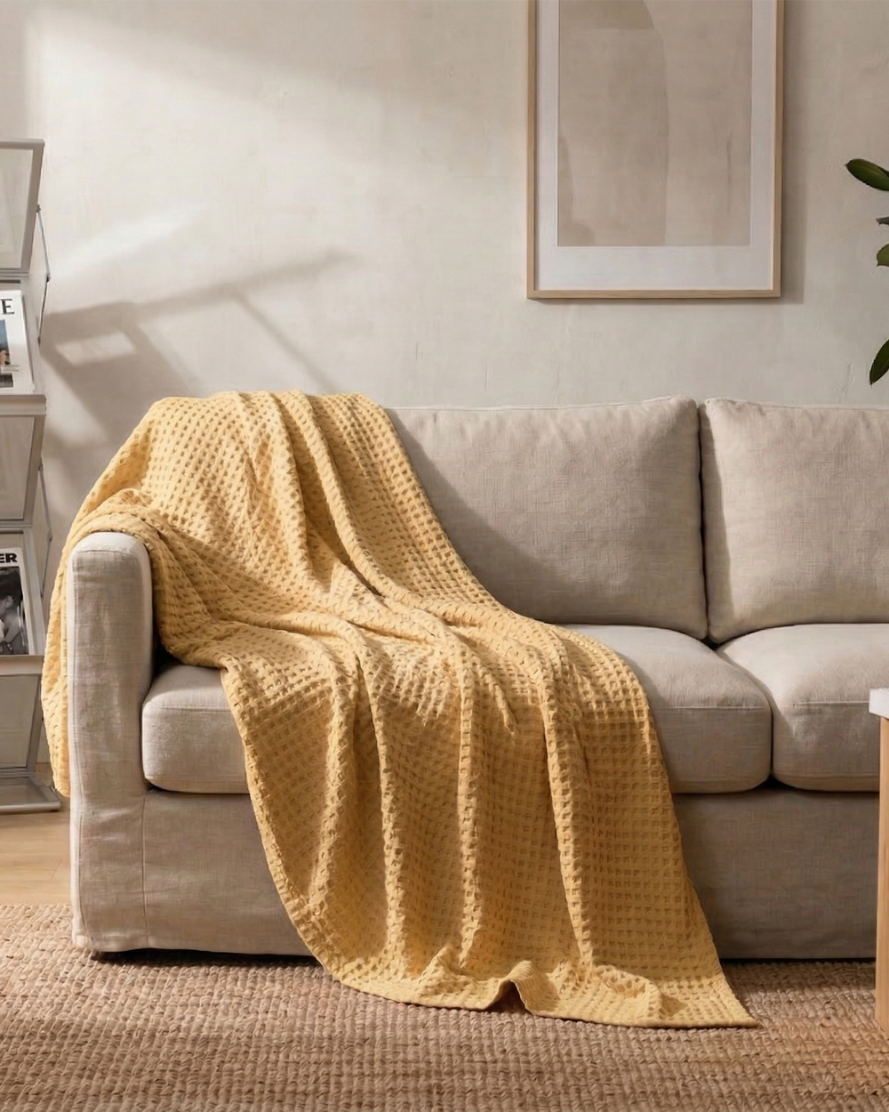 Plaid nid d'abeille – 100 % coton