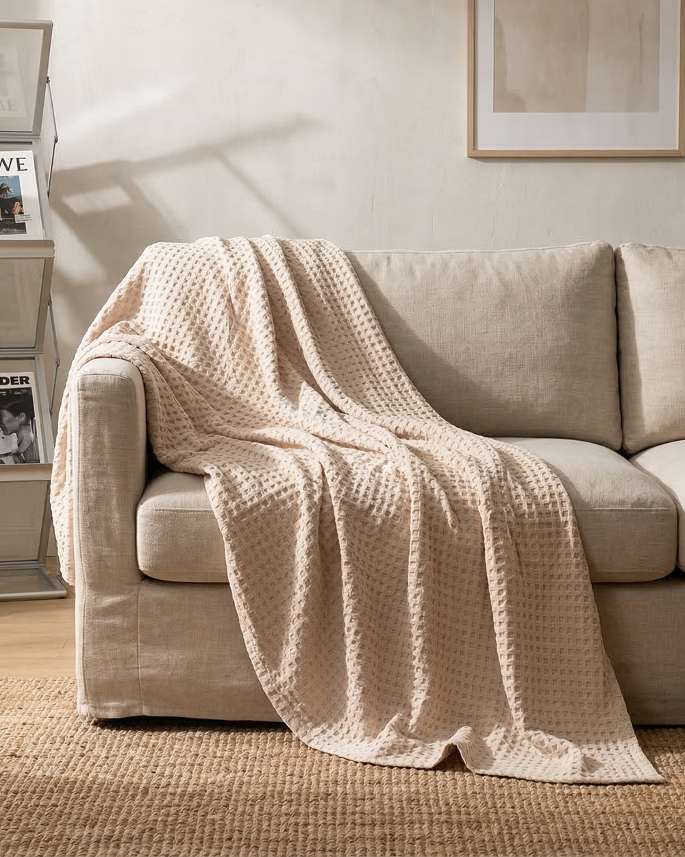 Plaid nid d'abeille – 100 % coton