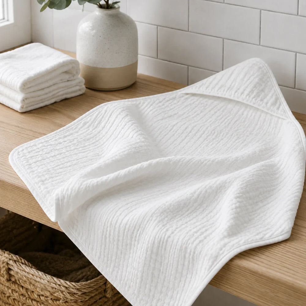 Cape de bain bébé en mousseline